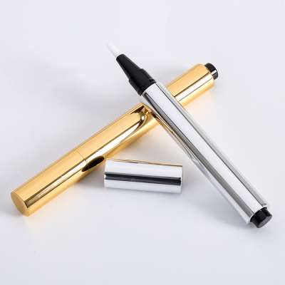 gold color 2.8ml Brush head aluminum lip gloss tube click cosmetic pen